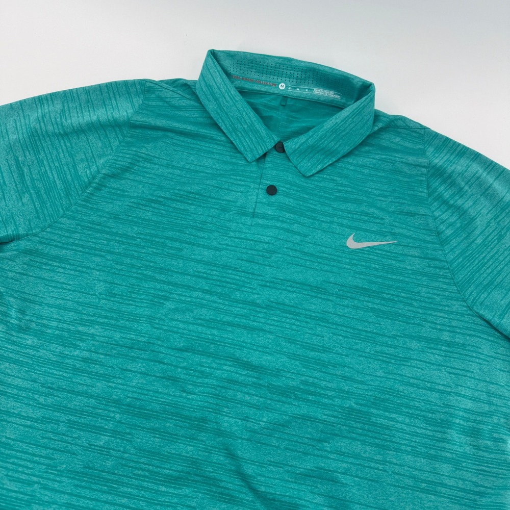 Nike Tiger Woods Collection Golf Polo Mens Medium Teal Dri-FIT Short Sleeve